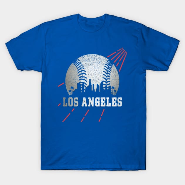 Los Angeles LA City Skyline Baseball Vintage Gameday Dodger T-Shirt by cytoplastmaximume